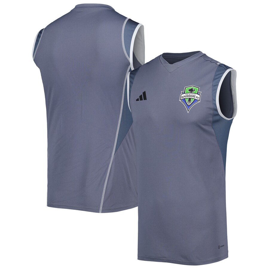 Men's Seattle Sounders FC adidas Gray 2023 On-Field Sleeveless Training Jersey - Puhuasuan