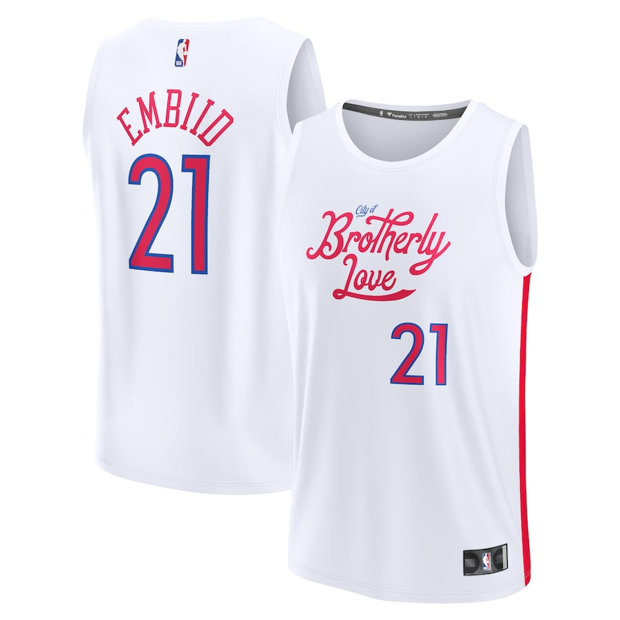 Men's Philadelphia 76ers Joel Embiid Fanatics White Fastbreak Jersey - City Edition - Puhuasuan