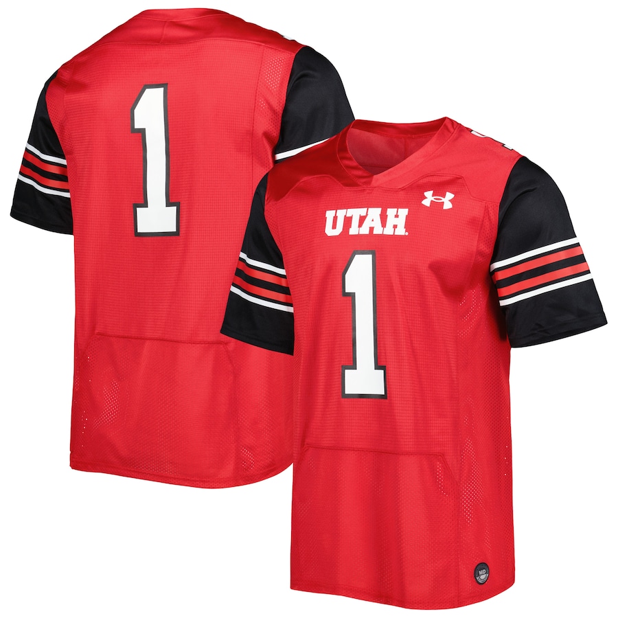 Men's Under Armour #1 Red Utah Utes Team Wordmark Replica Football Jersey - Puhuasuan