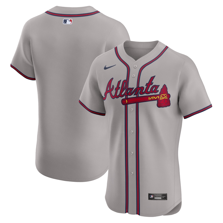 Men's Atlanta Braves Nike Gray Road Elite Jersey - Puhuasuan