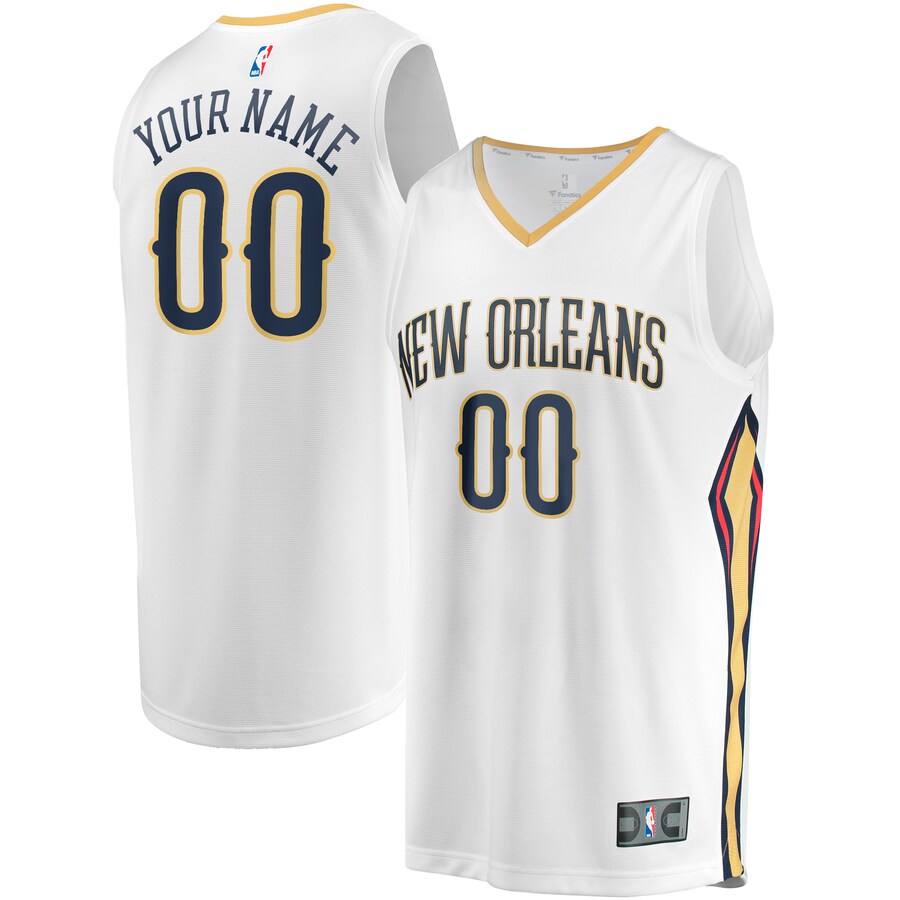 Youth New Orleans Pelicans  Fanatics White Fast Break Replica Custom Jersey - Association Edition - Puhuasuan