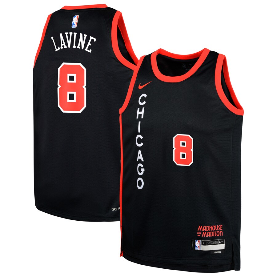 Youth Chicago Bulls Zach LaVine Nike Black  Swingman Replica Jersey - City Edition - Puhuasuan