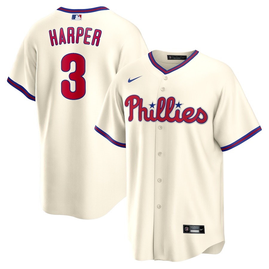 Men's Philadelphia Phillies Bryce Harper Nike Cream Alternate Replica Player Name Jersey - Puhuasuan