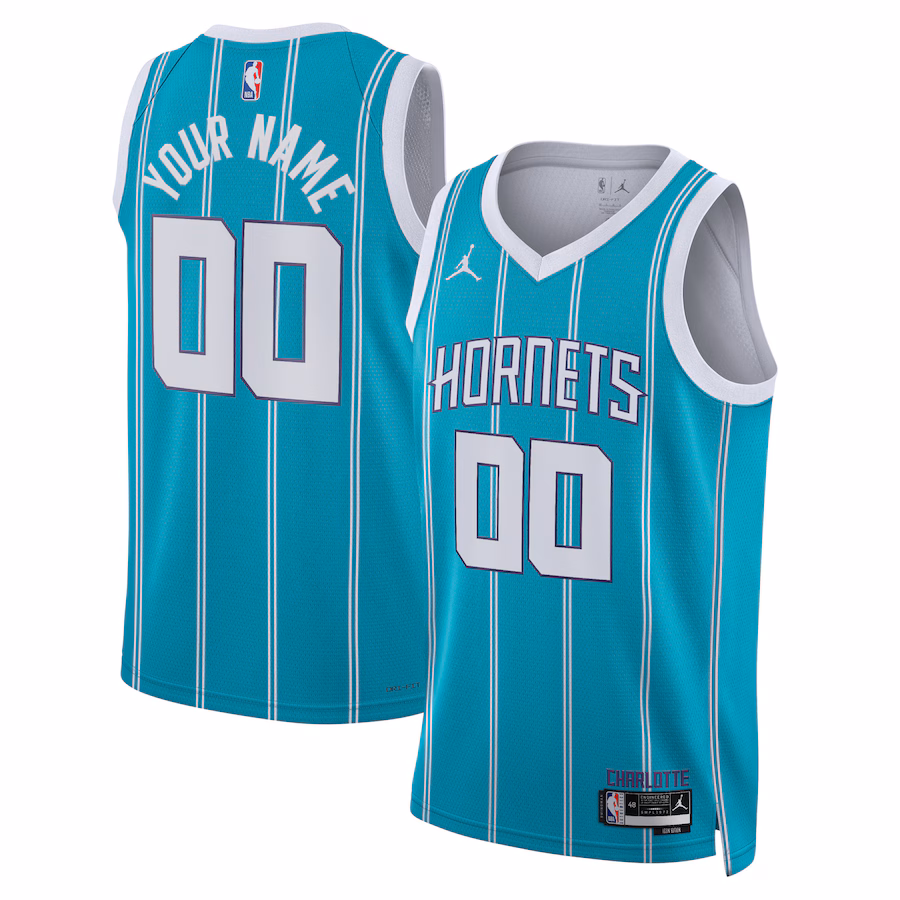 Unisex Charlotte Hornets Jordan Brand Teal Swingman Custom Jersey - Icon Edition - Puhuasuan