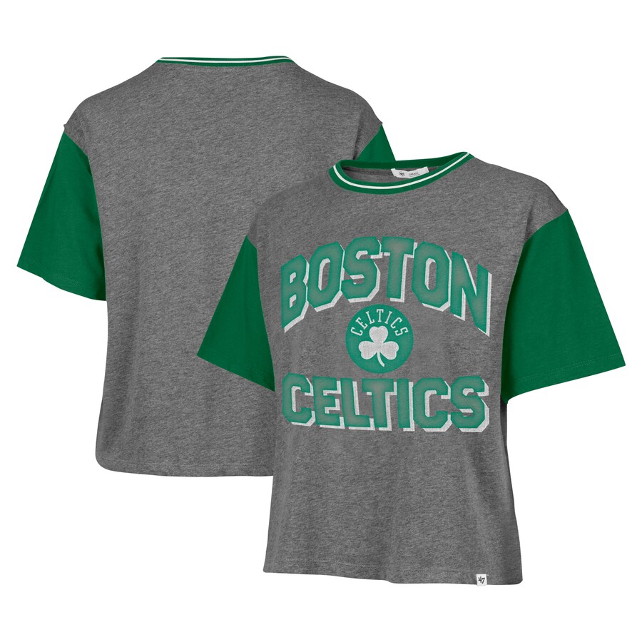 Women's Boston Celtics  '47 Gray Rise Clubhouse Ziggy Color Block T-Shirt - Puhuasuan