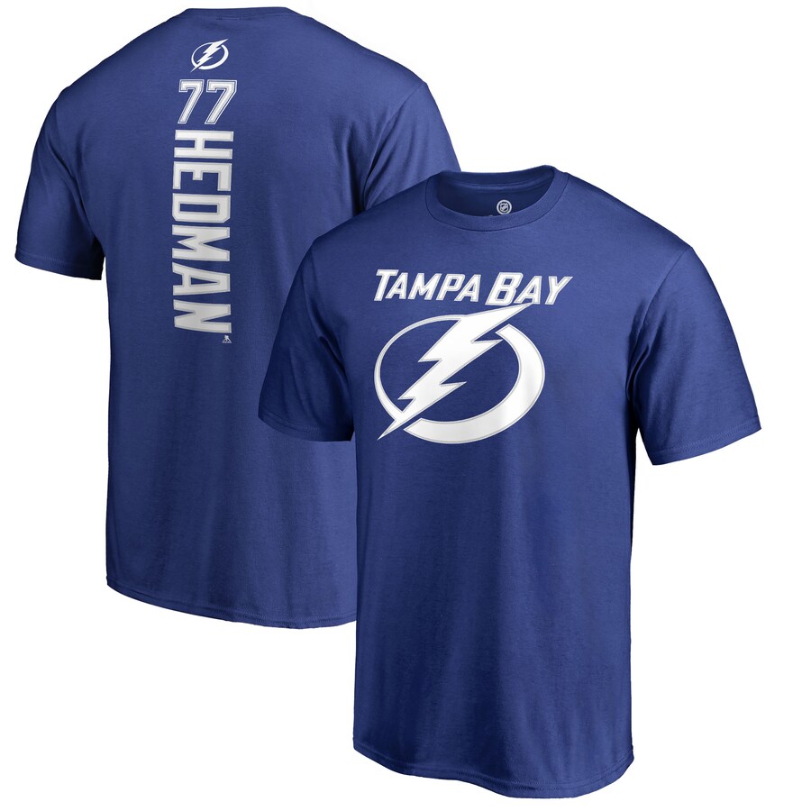 Men's Tampa Bay Lightning Victor Hedman Blue Backer T-Shirt - Puhuasuan
