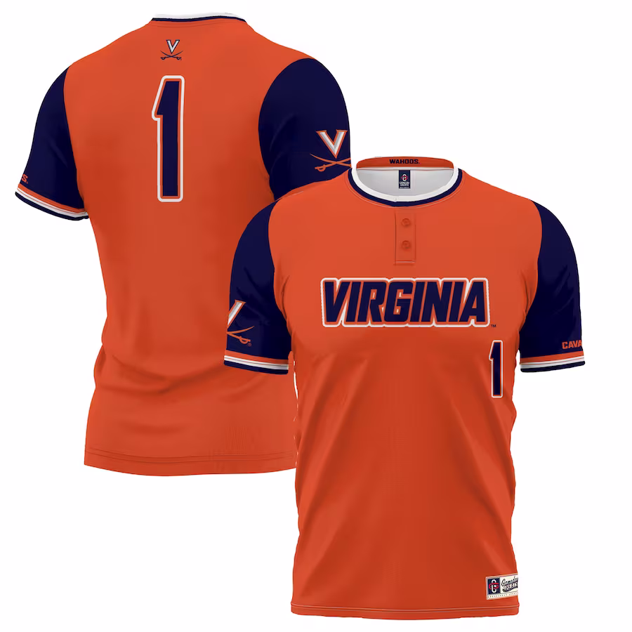 #1 Virginia Cavaliers GameDay Greats Unisex Lightweight Softball Jersey - Orange - Puhuasuan