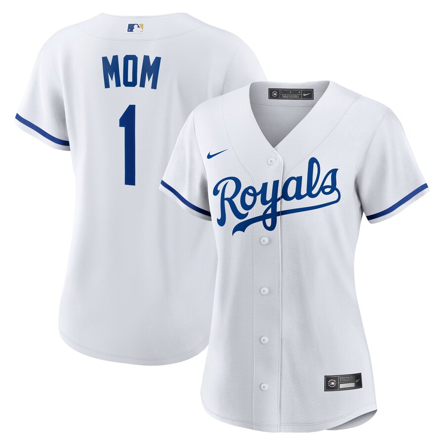 Women's Kansas City Royals Nike White #1 Mom Home Replica Jersey - Puhuasuan