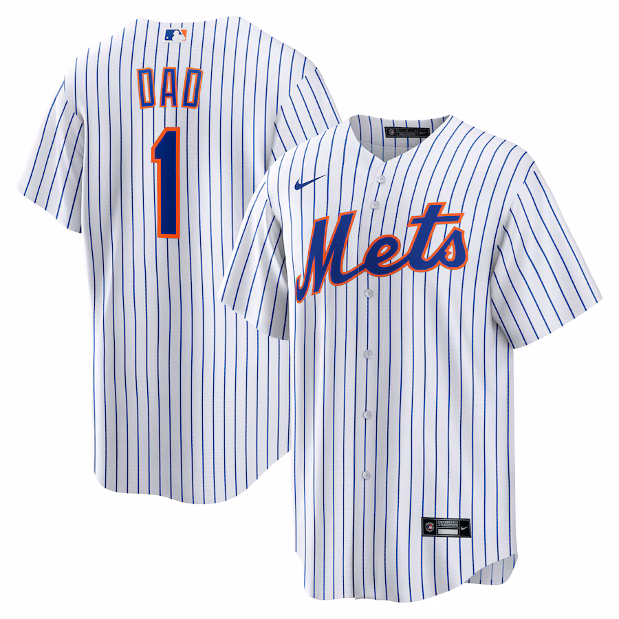 Men's New York Mets Nike White #1 Dad Home Replica Jersey - Puhuasuan