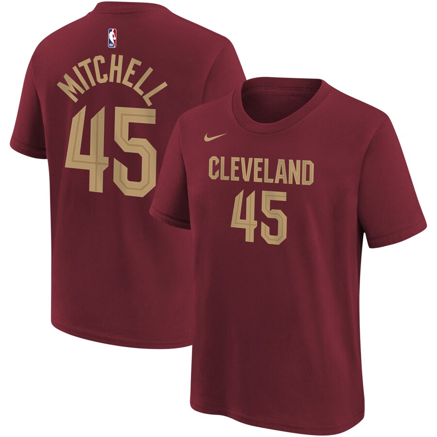 Youth Cleveland Cavaliers Donovan Mitchell Nike Wine Icon Edition Name & Number T-Shirt - Puhuasuan