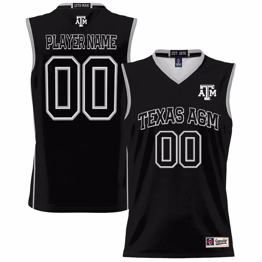 Texas A&M Aggies GameDay Greats Unisex NIL Pick-A-Player Lightweight Basketball Jersey - Black - Puhuasuan