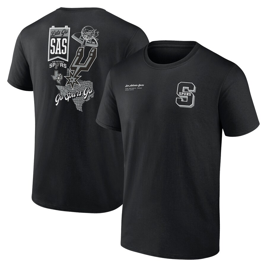 Men's San Antonio Spurs Black Split Zone T-Shirt - Puhuasuan