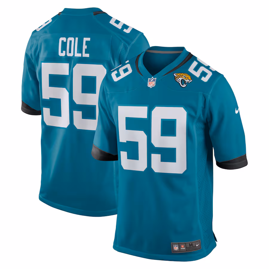 Men's Jacksonville Jaguars Myles Cole Nike Teal Team Game Jersey - Puhuasuan