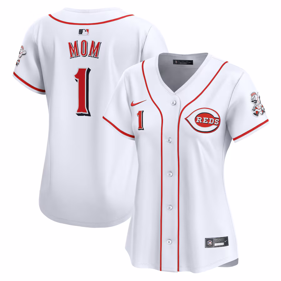 Women's Cincinnati Reds Nike White #1 Mom Home Limited Jersey - Puhuasuan