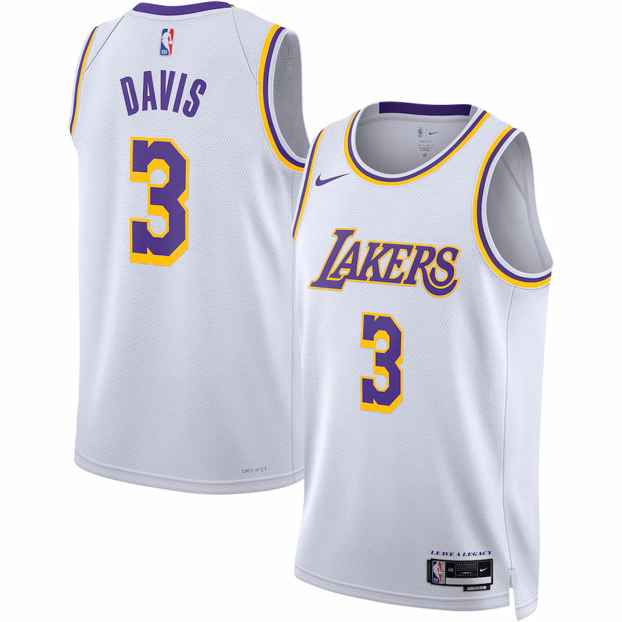 Unisex Los Angeles Lakers Anthony Davis Nike White Swingman Jersey - Association Edition - Puhuasuan