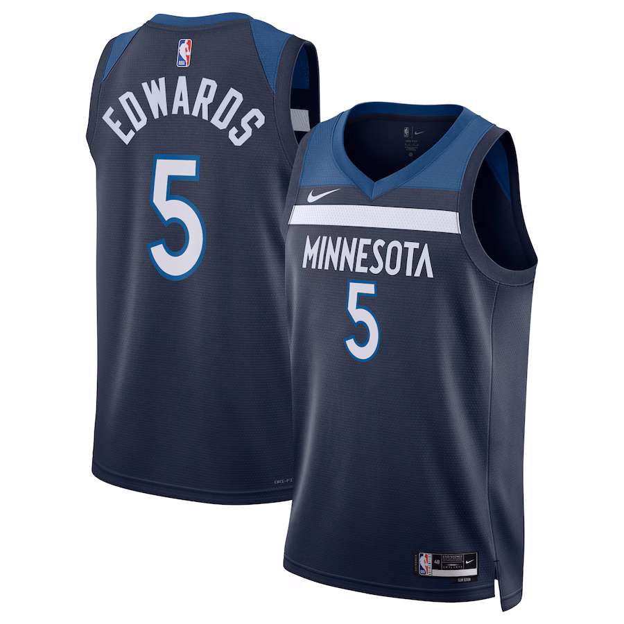 Unisex Minnesota Timberwolves Anthony Edwards Nike Navy Badge Swingman Replica Jersey - Icon Edition - Puhuasuan