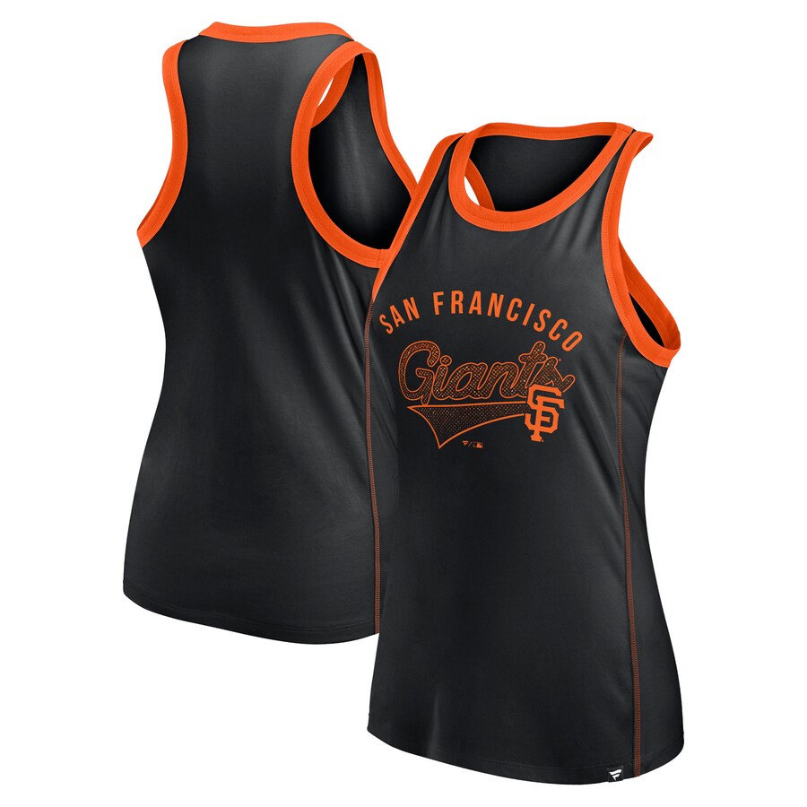 Women's San Francisco Giants Fanatics Black Tailsweep Fashion Racerback Rhinestone Tank Top - Puhuasuan