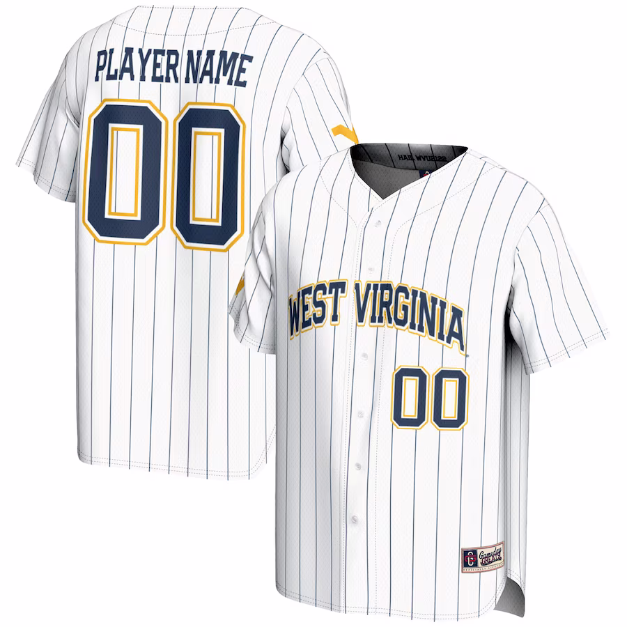 West Virginia Mountaineers GameDay Greats NIL Pick-A-Player Lightweight Baseball Jersey - White - Puhuasuan