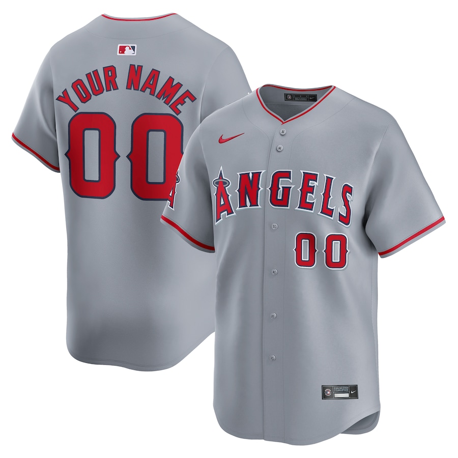 Men's Los Angeles Angels  Nike Gray Away Limited Custom Jersey - Puhuasuan