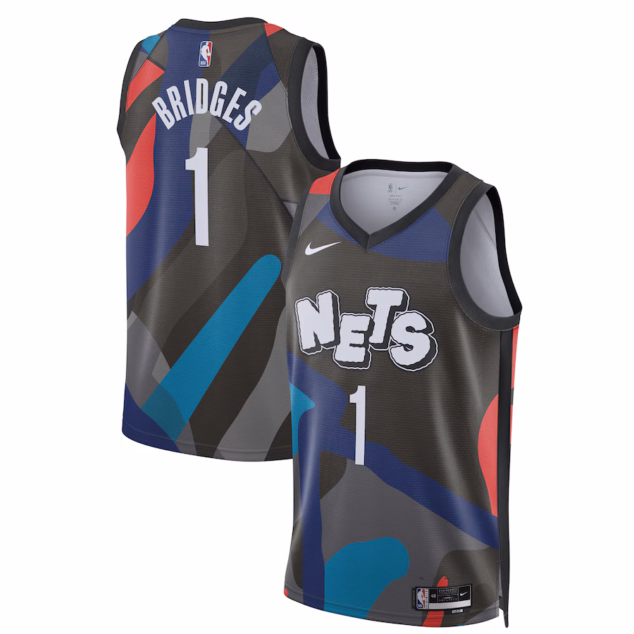 Unisex Brooklyn Nets Mikal Bridges Nike Black 2023/24 Swingman Jersey - City Edition - Puhuasuan