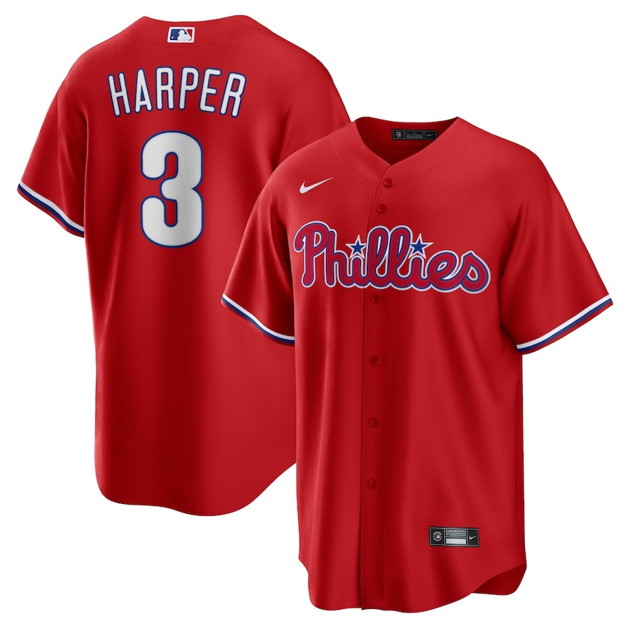 Men's Philadelphia Phillies Bryce Harper Nike Red Alternate Replica Player Name Jersey - Puhuasuan