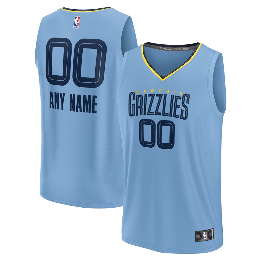 Men's Memphis Grizzlies Fanatics Light Blue Custom Fast Break Jersey - Statement Edition - Puhuasuan