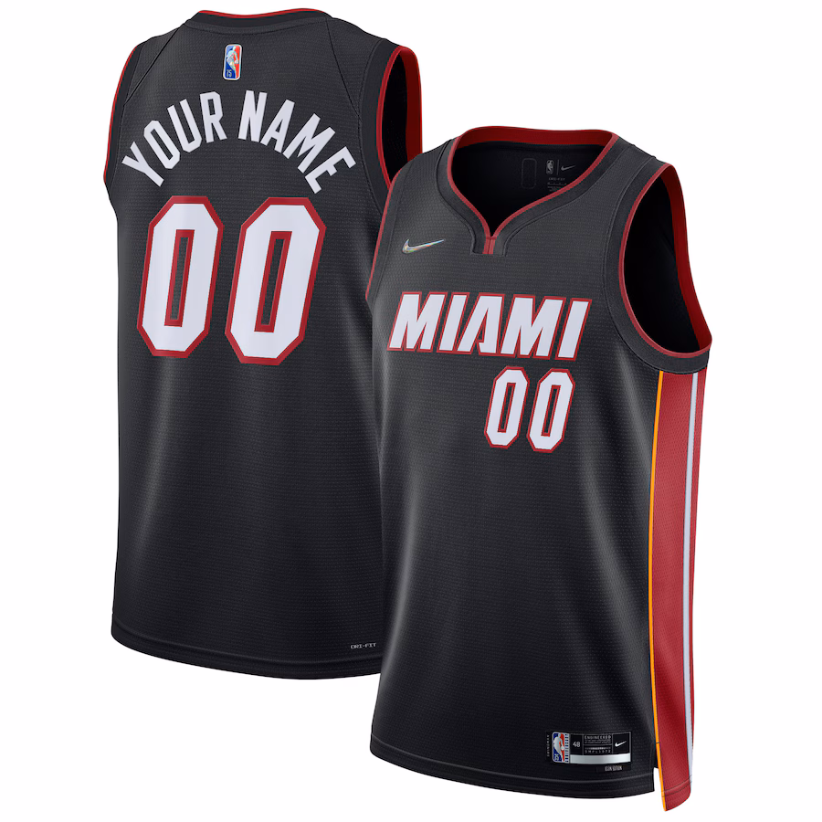 Men's Miami Heat Nike Black 2021/22 Diamond Swingman Custom Jersey - Icon Edition - Puhuasuan