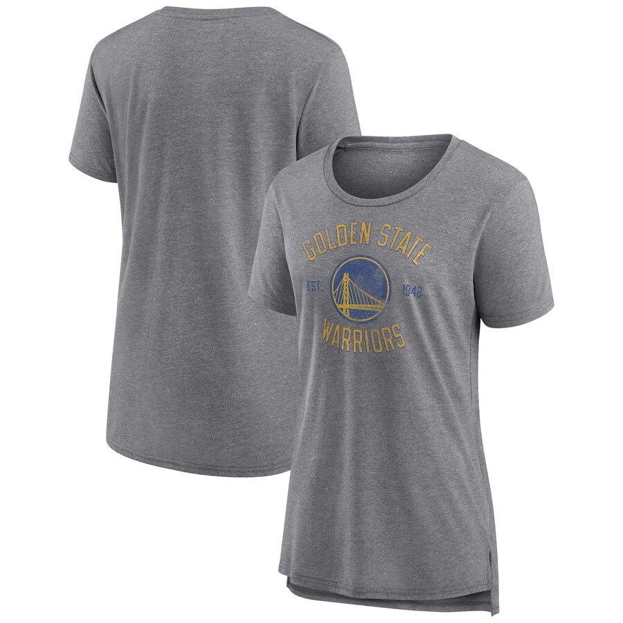 Women's Golden State Warriors Heather Gray Heritage Tri-Blend T-Shirt - Puhuasuan