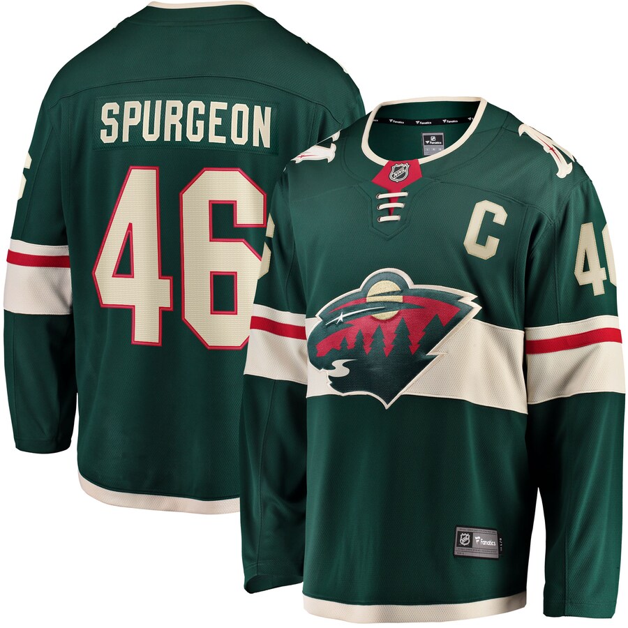 Men's Minnesota Wild Jared Spurgeon Green Home Breakaway Player Jersey - Puhuasuan