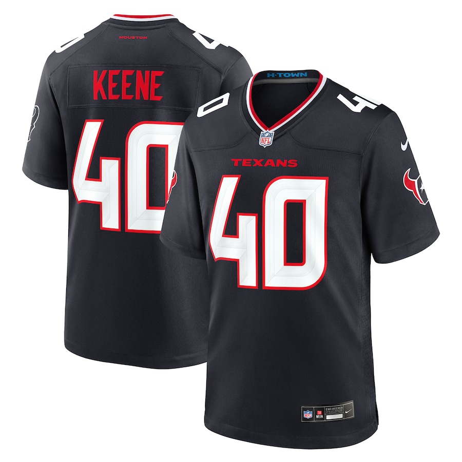 Men's Houston Texans Dalton Keene Nike Navy Team Game Jersey - Puhuasuan