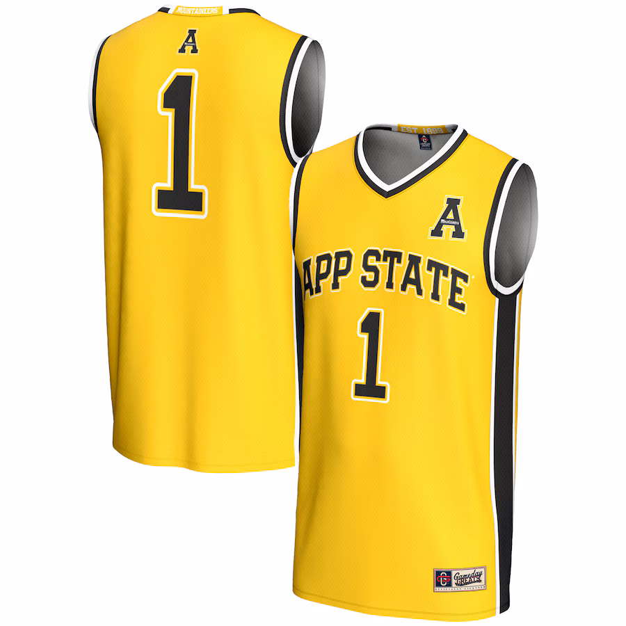 Youth GameDay Greats #1 Gold Appalachian State Mountaineers Lightweight Basketball Jersey - Puhuasuan