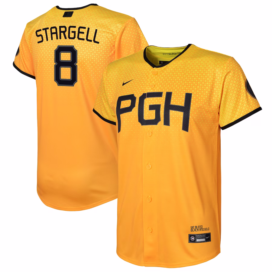 Youth Pittsburgh Pirates Willie Stargell Nike Gold City Connect Replica Player Jersey - Puhuasuan
