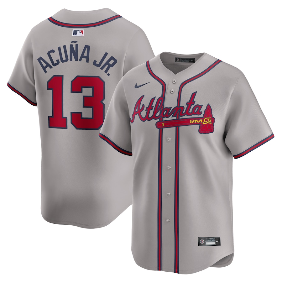 Men's Atlanta Braves Ronald Acuña Jr. Nike Gray Away Limited Player Jersey - Puhuasuan