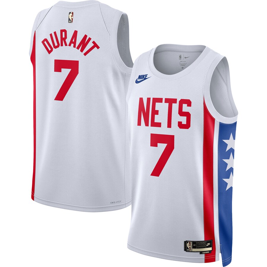 Men's Brooklyn Nets Kevin Durant Nike White Swingman Jersey - Classic Edition - Puhuasuan