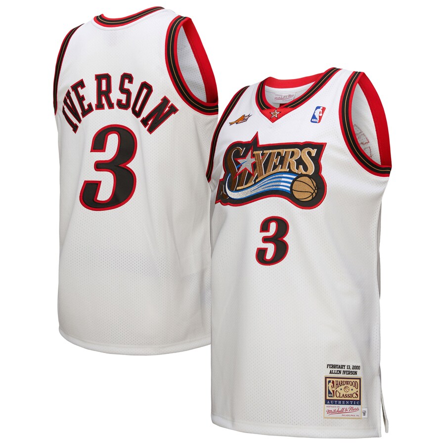 Men's Philadelphia 76ers Allen Iverson Mitchell & Ness White 2000 NBA All-Star Game Authentic Jersey - Puhuasuan