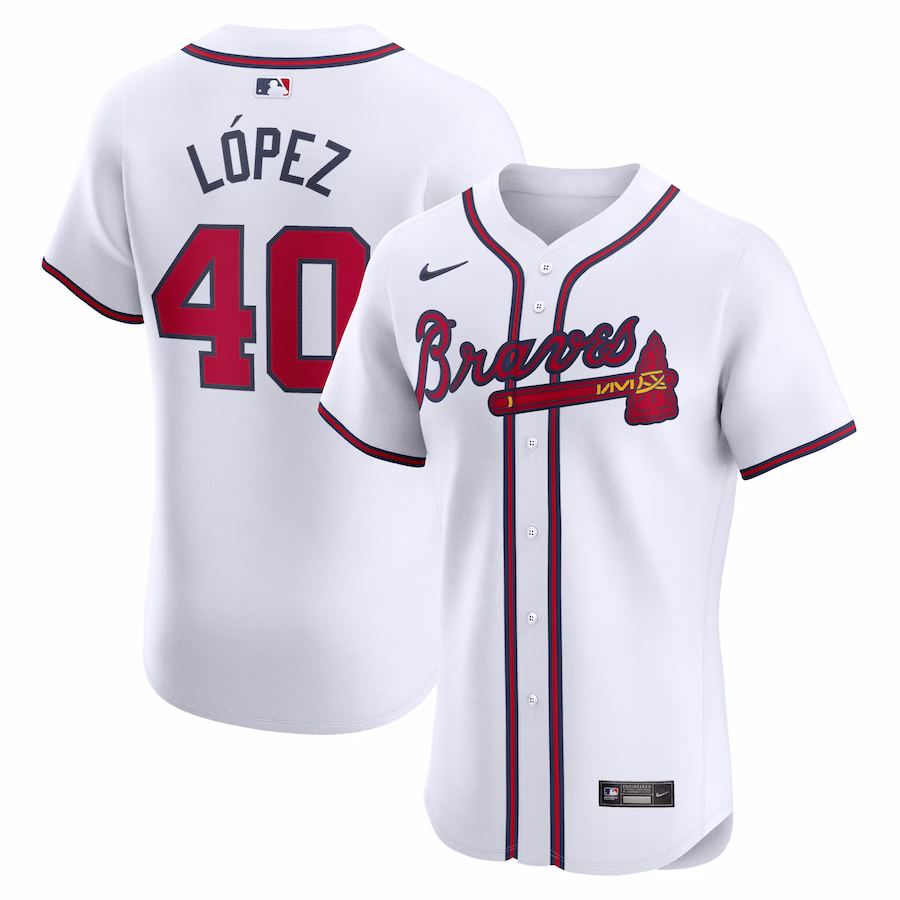 Men's Atlanta Braves Reynaldo Lopez Nike White Home Elite Player Jersey - Puhuasuan