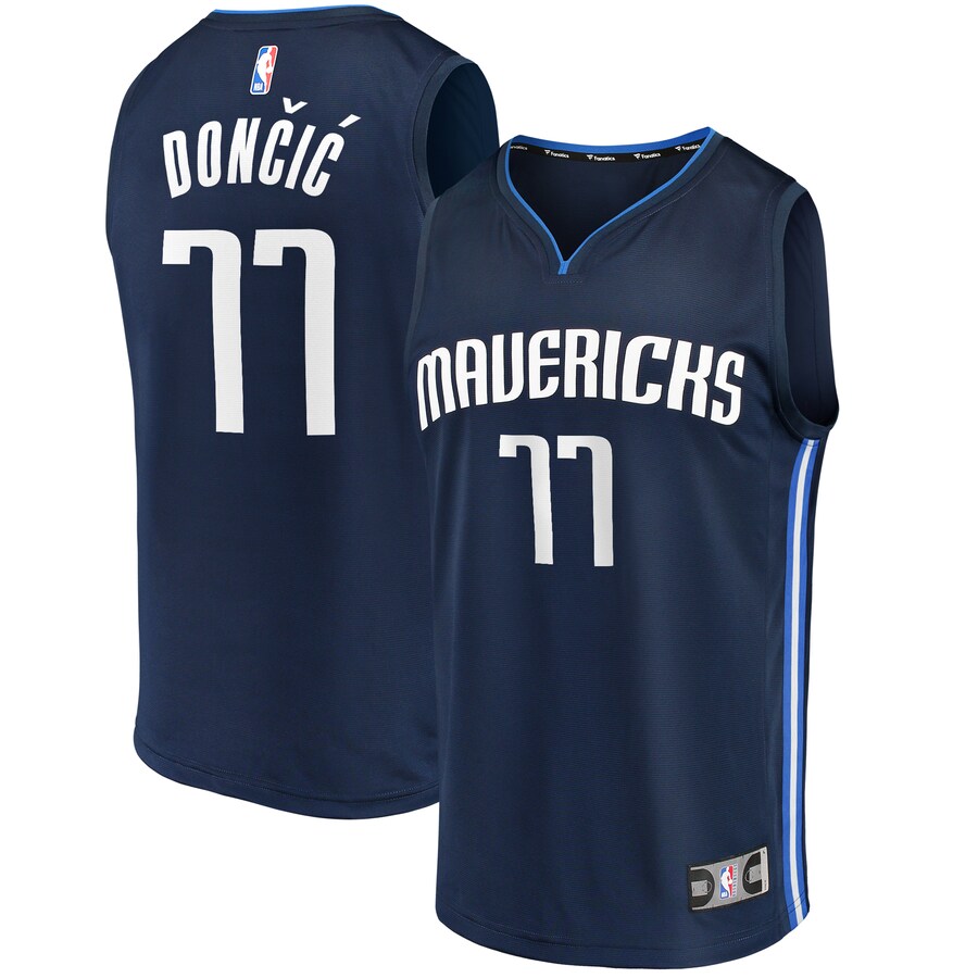 Men's Dallas Mavericks Luka Doncic Fanatics Navy Fast Break Team Replica Jersey - Statement Edition - Puhuasuan
