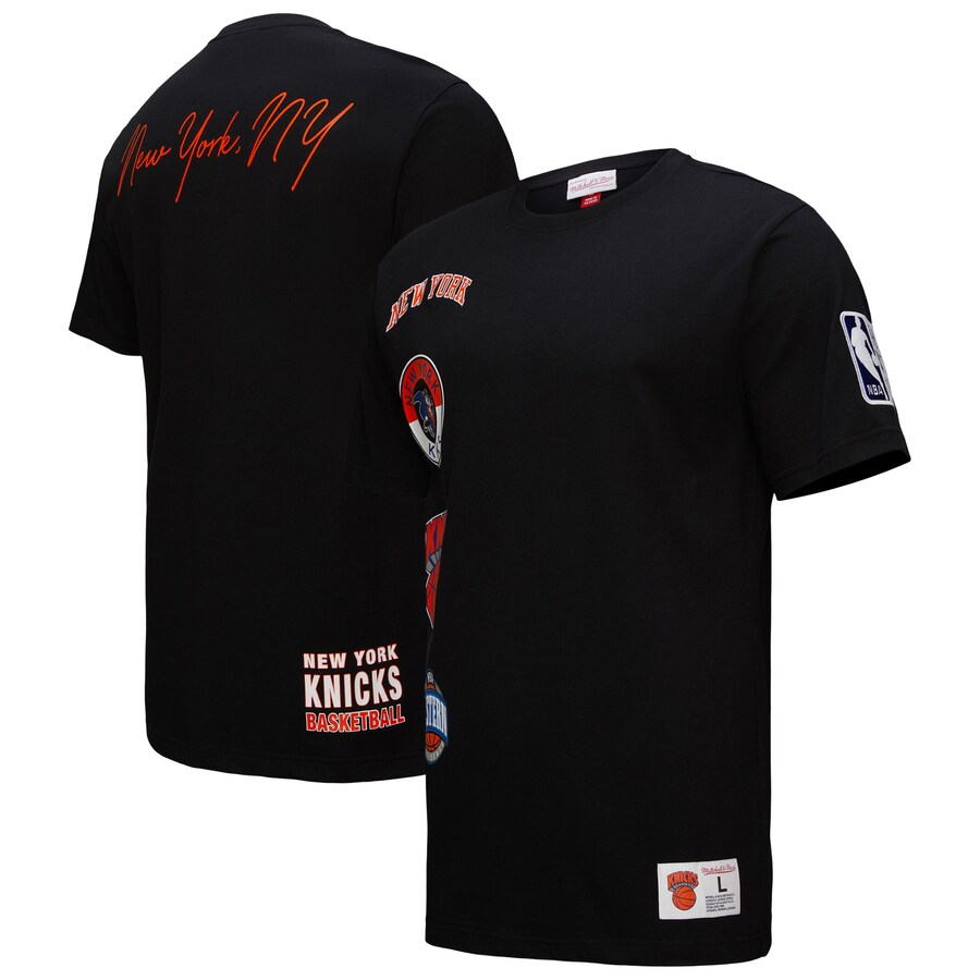 Men's New York Knicks Black Black Out Collection Vintage Premium T-Shirt - Puhuasuan
