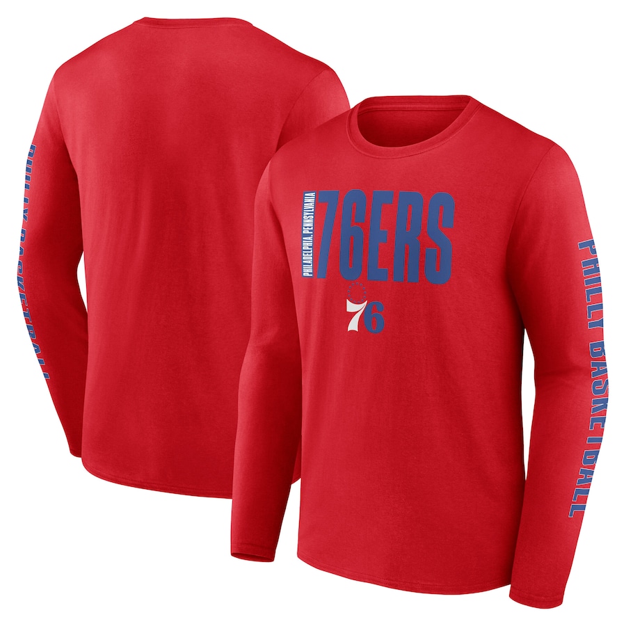 Men's Philadelphia 76ers Red Vision Long Sleeve T-Shirt - Puhuasuan