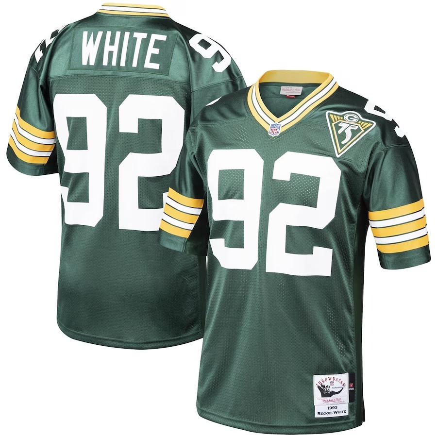 Men's Green Bay Packers 1993 Reggie White Mitchell & Ness Green Authentic Throwback Retired Player Jersey - Puhuasuan