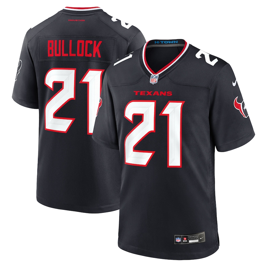 Men's Houston Texans Calen Bullock Nike Navy Team Game Jersey - Puhuasuan