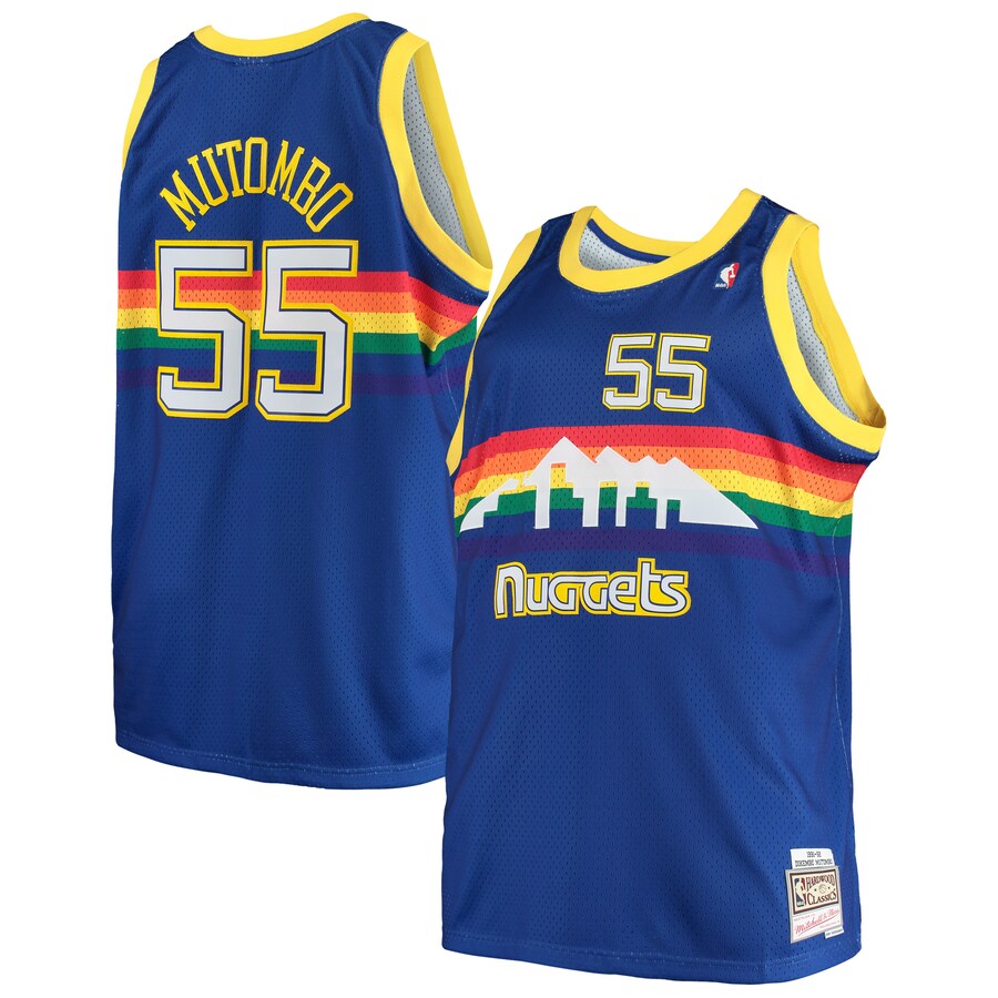 Men's Denver Nuggets Dikembe Mutombo Mitchell & Ness Royal 1991/92 Big & Tall Hardwood Classics Swingman Jersey - Puhuasuan