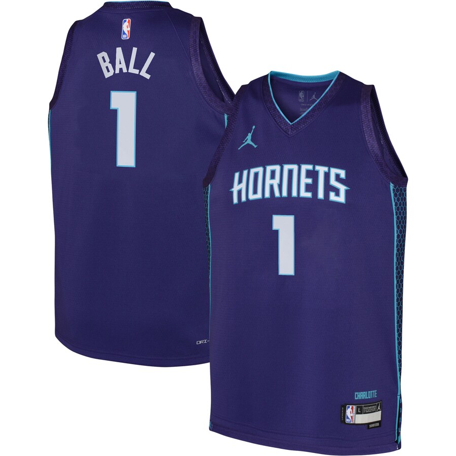 Youth Charlotte Hornets LaMelo Ball Jordan Brand Purple Swingman Jersey - Statement Edition - Puhuasuan