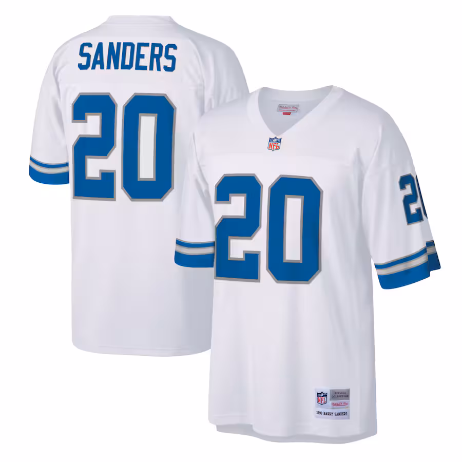 Men's Detroit Lions Barry Sanders Mitchell & Ness White Legacy Replica Jersey - Puhuasuan