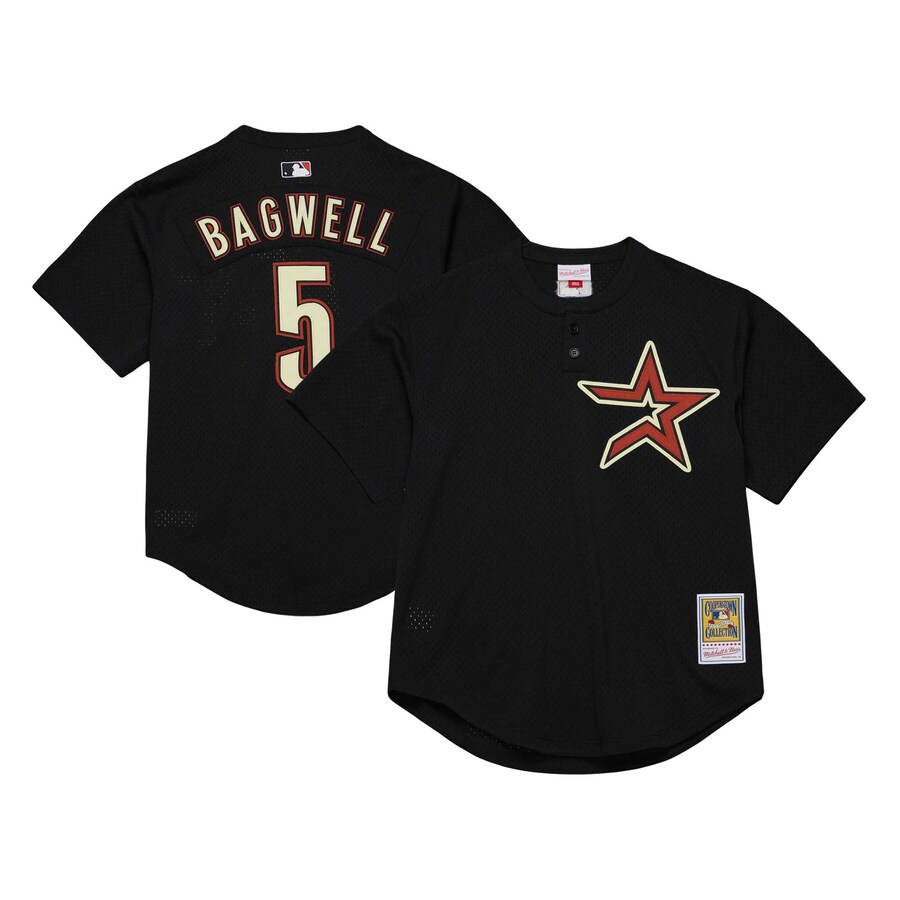 Men's Houston Astros Jeff Bagwell Mitchell & Ness Black Cooperstown Collection Mesh Batting Practice Jersey - Puhuasuan