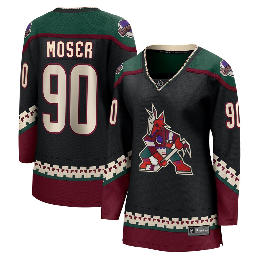 Women's Arizona Coyotes J.J. Moser Fanatics Branded Black Home Breakaway Player Jersey - Puhuasuan