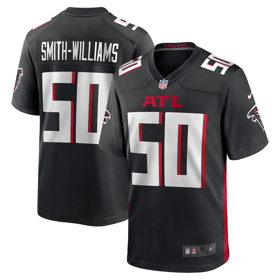 Men's Atlanta Falcons James Smith-Williams Nike Black Team Game Jersey - Puhuasuan