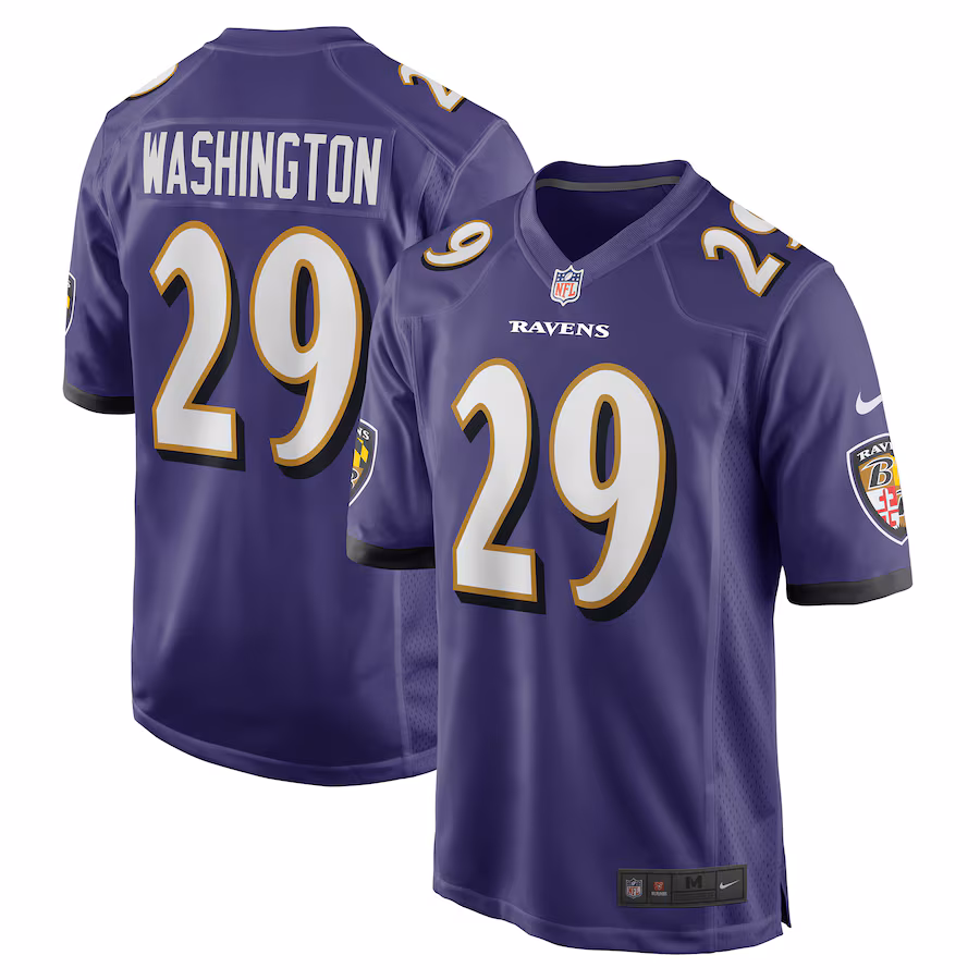 Men's Baltimore Ravens Ar'Darius Washington Nike Purple Player Game Jersey - Puhuasuan