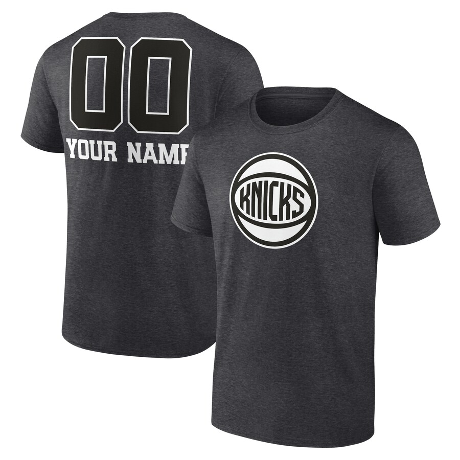 Men's New York Knicks Charcoal Personalized Name & Number Monochrome T-Shirt - Puhuasuan