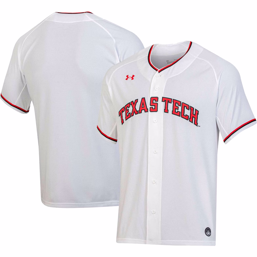 Texas Tech Red Raiders Under Armour Replica Baseball Jersey - White - Puhuasuan
